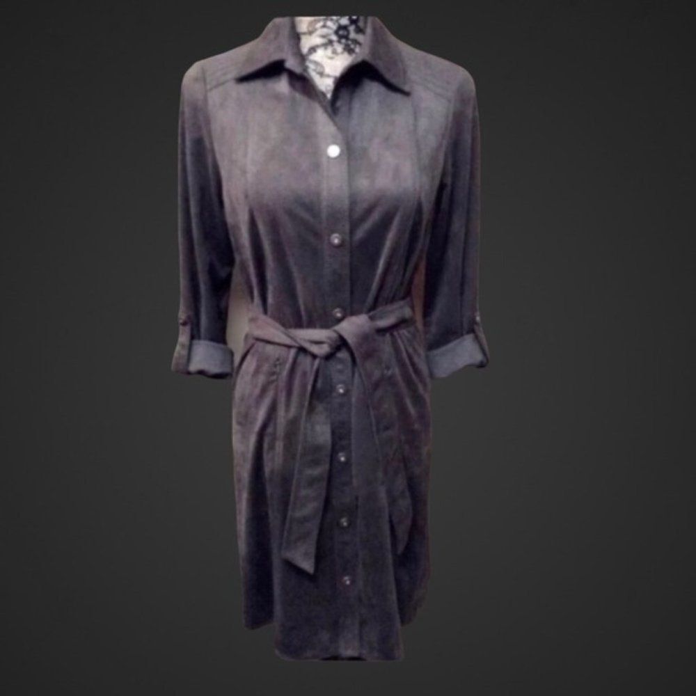 Renaur Montreal Faux Suede Snap Trench Dress Y